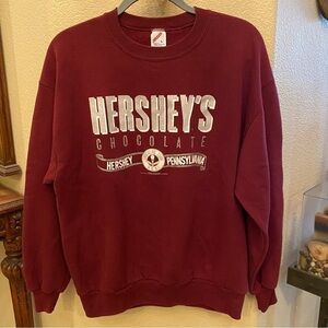 Vintage HERSHEY’S Burgundy 80’s Graphic Sweatshirt Size Large-Made in USA-Unisex